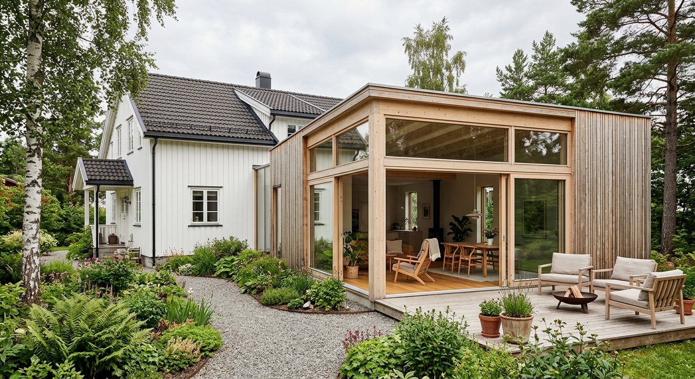 Rekkehus Langhus — Tilbygg